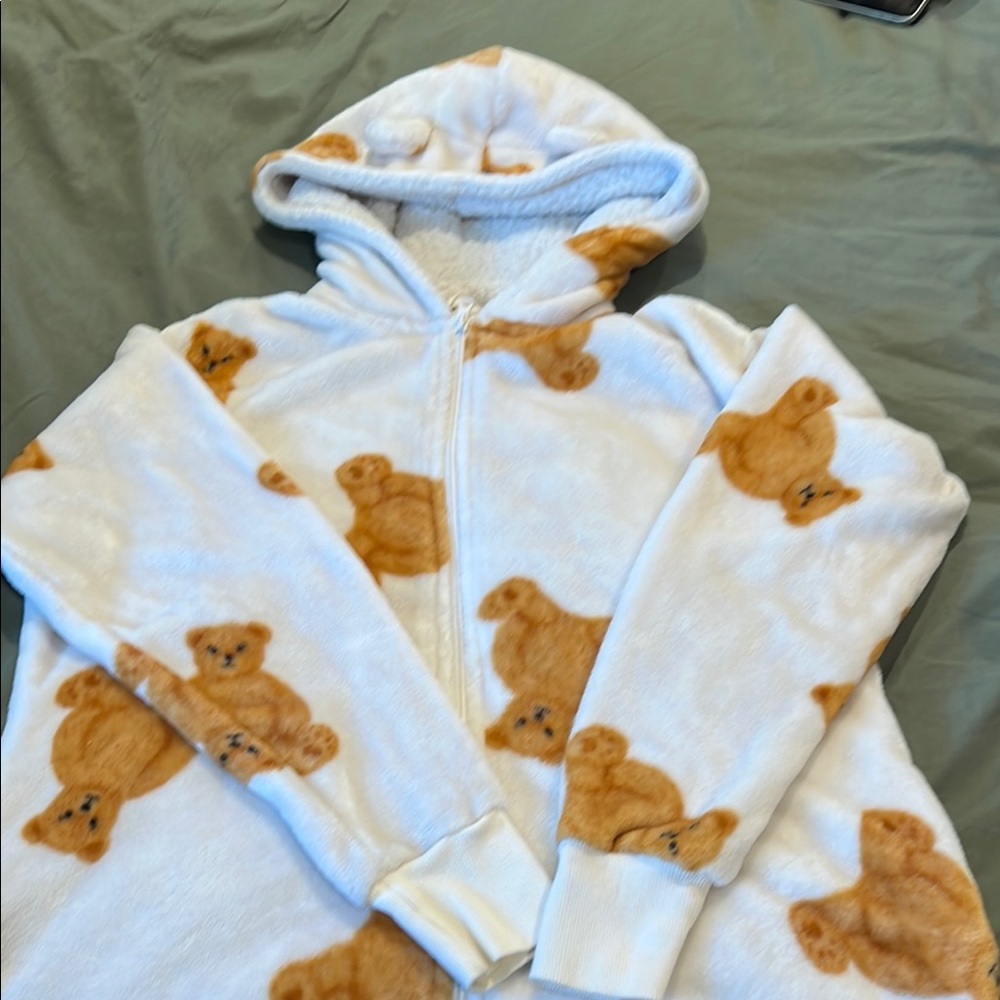Cozy Teens Teddy Bear Hoodie - White and Brown
